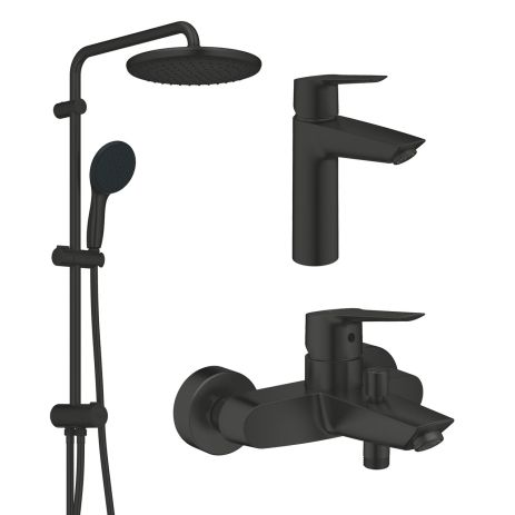 Набор смесителей 3 в 1 для ванной комнаты Grohe QuickFix Start Black UA303305RM