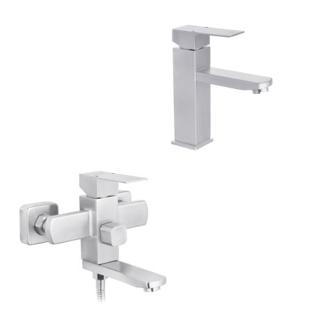 Набор смесителей Kroner Edelstahl Kubus-ESG010 + смеситель Edelstahl Kubus-ESG060