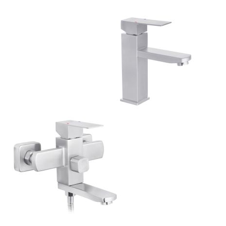 Набор смесителей Kroner Edelstahl Kubus-ESG010 + смеситель Edelstahl Kubus-ESG060