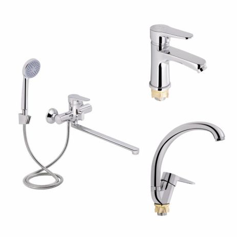 Акционный набор Lidz Nicole: Смеситель 005 Chrome + Смеситель 001F Chrome + Смеситель 008F Chrome