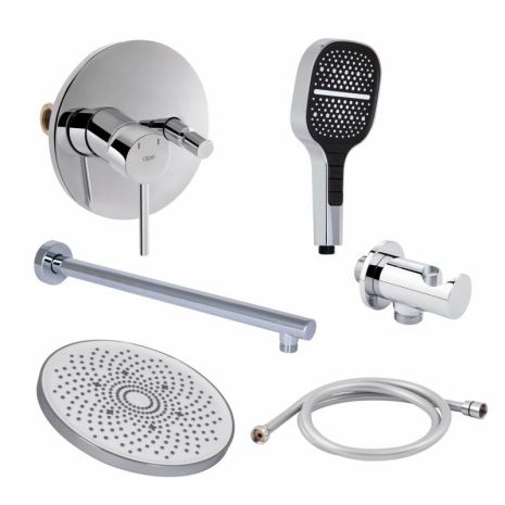 Комплект для душа Qtap Spring Chrome: Смеситель QTSPRCRM0102+QTTRU120CRM45926+Лейка