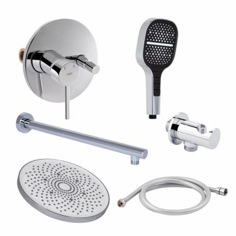 Комплект для душа Qtap Spring Chrome: Смеситель QTSPRCRM0102+QTTRU120CRM45926+Лейка