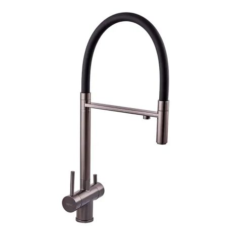 Змішувач для кухні з гнучким виливом на дві води Zx KIT-021 Graphite Black з нержавіючої сталі