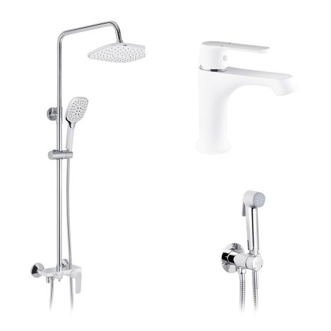 Набір 3 в 1 душова система Kroner Armada-W063 + змішувач Armada-W010 + змішувач Bidat-C082