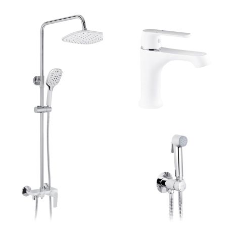 Набір 3 в 1 душова система Kroner Armada-W063 + змішувач Armada-W010 + змішувач Bidat-C082
