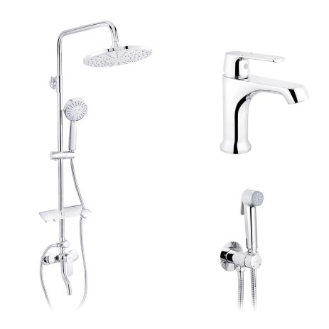 Набір 3 в 1 душова система Kroner Armada-C064K + змішувач Armada-C010 + змішувач Bidet-C082