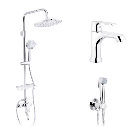 Набір 3 в 1 душова система Kroner Armada-C064K + змішувач Armada-C010 + змішувач Bidet-C082
