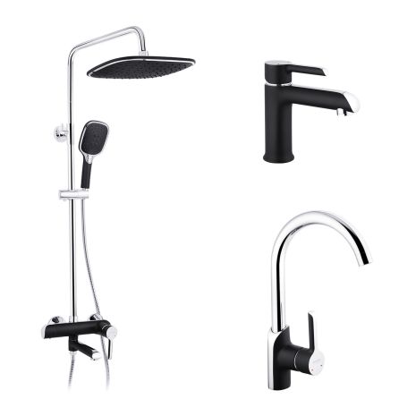 Набір 3 в 1 душова система Kroner Essen-SCH063 + змішувач Essen-SCH030 + змішувач Essen-SCH010