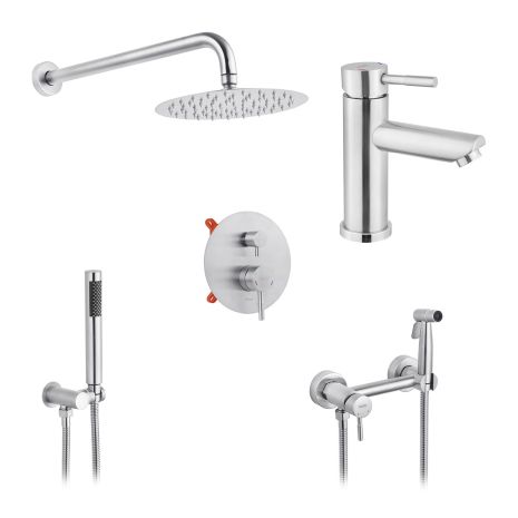 Набір 3 в 1 душова система Kroner Edelstahl Klassisch-ESG082 + змішувач Edelstahl Klassisch-ESG010 +