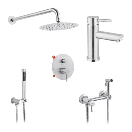 Набір 3 в 1 душова система Kroner Edelstahl Klassisch-ESG082 + змішувач Edelstahl Klassisch-ESG010 +