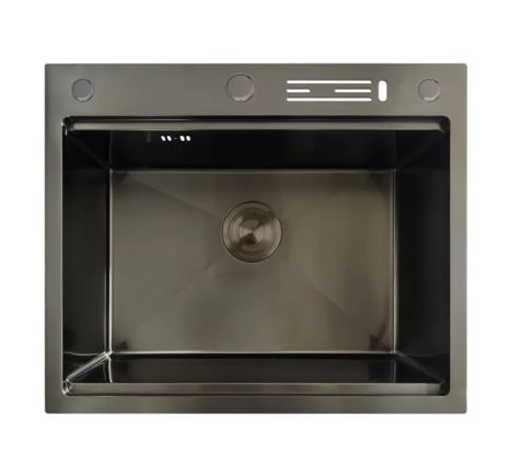 Мийка кухонна MX6050-SK NANO-BLACK (3.0/0.8) з неіржавкої сталі (ступенька для сушіння та підставка для ножів)