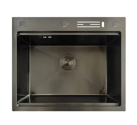 Мийка кухонна MX6050-SK NANO-BLACK (3.0/0.8) з неіржавкої сталі (ступенька для сушіння та підставка для ножів)