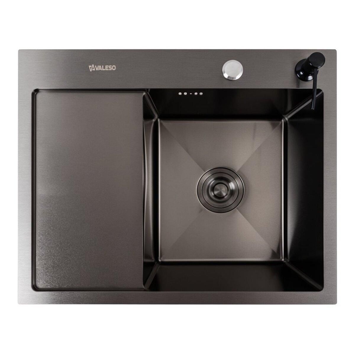 Чёрная кухонная мойка CM 58*48 R PVD VALESO Handmade (круглый сифон 3,0/0,8) Чёрная кухонная мойка CM 58*48 R PVD VALESO Handmade (круглый сифон 3,0/0,8)