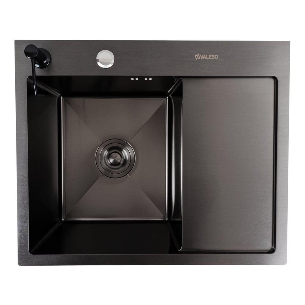 Кухонна мийка CM 58*48 L PVD чорна VALESO Handmade (круглий сифон 3,0/0,8) Кухонна мийка CM 58*48 L PVD чорна VALESO Handmade (круглий сифон 3,0/0,8)