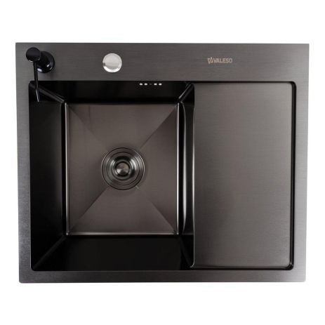 Кухонна мийка CM 58*48 L PVD чорна VALESO Handmade (круглий сифон 3,0/0,8) Кухонна мийка CM 58*48 L PVD чорна VALESO Handmade (круглий сифон 3,0/0,8)