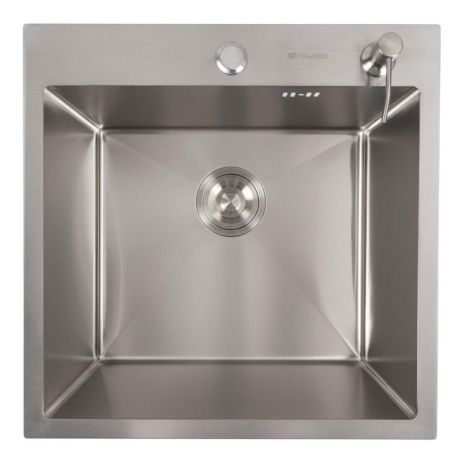 Точные размеры кухонной мойки 50*50 из нержавейки Valeso Handmade (круглый сифон, 3.0/0.8)