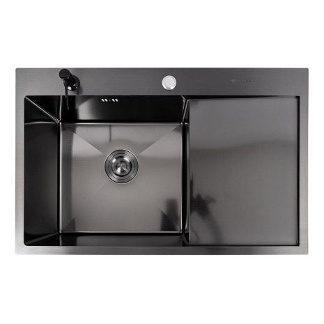 Мойка кухонная нержавеющая сталь PVD черная для кухни VALESO CM 78*50 L DÉCOR Handmade 3.0/0.8