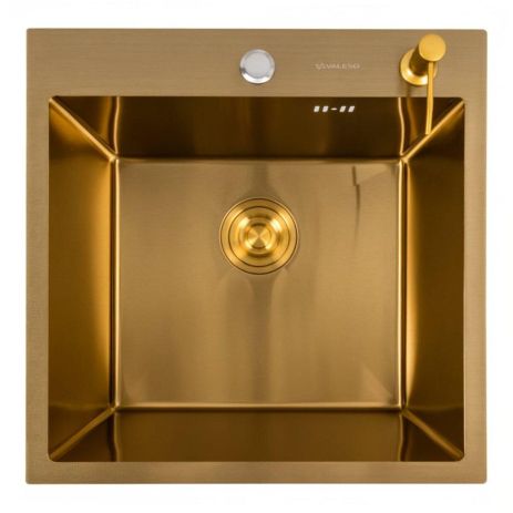 Кухонна мийка 50*50 PVD Gold Valeso Handmade (сифон круглий, 3,0/0,8)