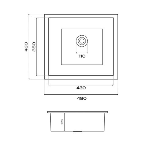 48*43 Мийка нержавійка монтаж під стільницю VALESO Handmade (3.0/0.8)