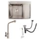Kitchen Set: Sink Valeso Handmade (65x50 cm) Stainless Steel + Faucet FC-1 with Pull-out Head