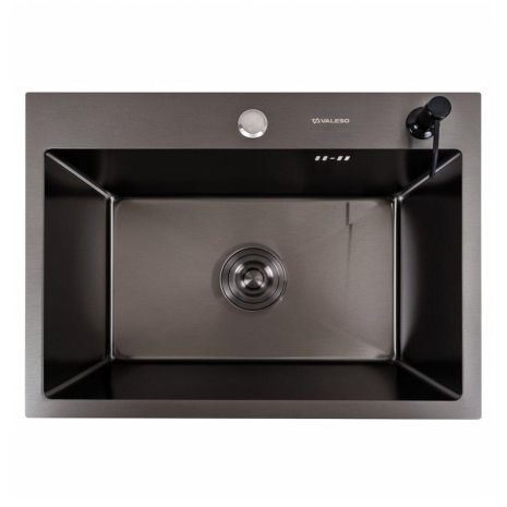 Кухонна мийка Valeso Handmade 58*43 PVD чорна (сифон круглий, 3,0/0,8)