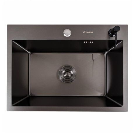 Кухонна мийка Valeso Handmade 58*43 PVD чорна (сифон круглий, 3,0/0,8)