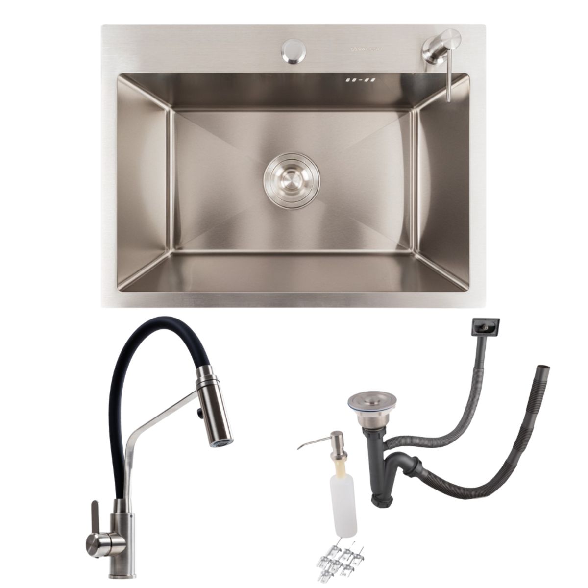 Кухонний комплект: мийка Valeso Handmade (58x43 см) + змішувач KN36 Кухонний комплект: мийка Valeso Handmade (58x43 см) + змішувач KN36