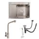 Kitchen Set: Sink Valeso Handmade (65x50 cm) Stainless Steel + Faucet FC-1 with Pull-out Head