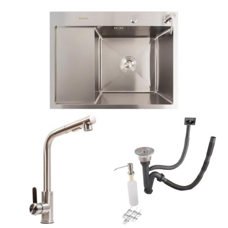 Kitchen Set: Sink Valeso Handmade (65x50 cm) Stainless Steel + Faucet FC-1 with Pull-out Head Kitchen Set: Sink Valeso Handmade (65x50 cm) Stainless Steel + Faucet FC-1 with Pull-out Head