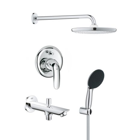 Душевая система Grohe Vitalio Start 250 с изливом для ванны и смесителем Euroeco UA32747R3