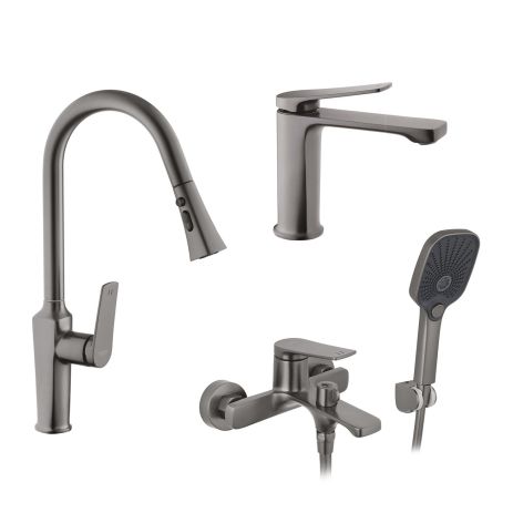 Набор смесителей Kroner Makon-GRP060 + смеситель Makon-GRP030-T + смеситель Makon-GRP010