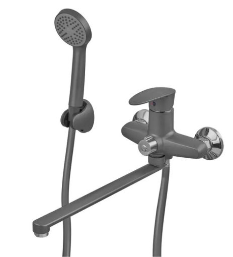 Змішувач для ванни з термопластику Cezar 006 Euro Graphit з лійкою та шлангом для душу