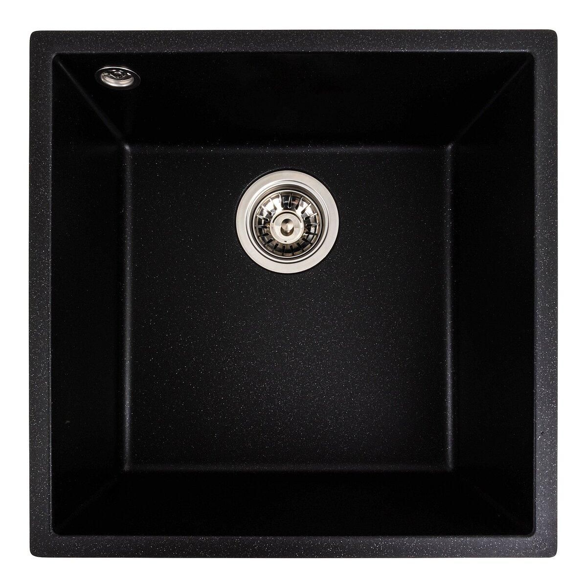 Гранитная мойка для кухни Platinum 4040 RUBA матовый черный металлик Гранитная мойка для кухни Platinum 4040 RUBA матовый черный металлик