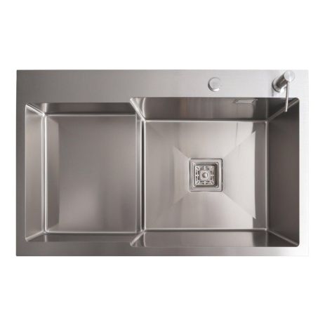 Нержавеющая кухонная мойка 78*50С R Platinum Handmade (углубленная полка, 3.0/1.0 мм)