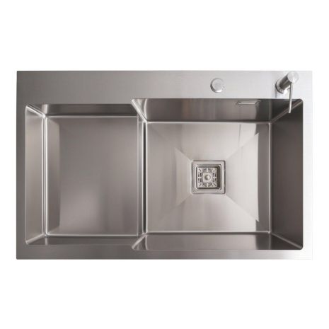 Нержавеющая кухонная мойка 78*50С R Platinum Handmade (углубленная полка, 3.0/1.0 мм)