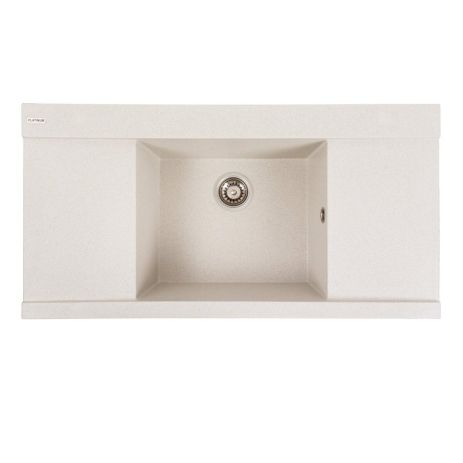 Гранитная мойка Platinum 9651 ATLAS белая матовая для кухни Гранитная мойка Platinum 9651 ATLAS белая матовая для кухни