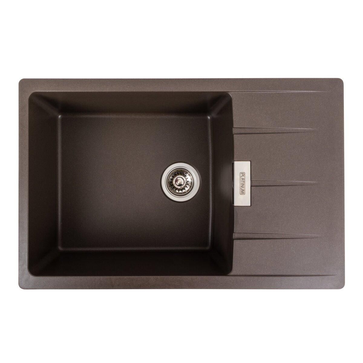 Гранитная мойка для кухни Platinum 7850 ROMA матовая Темная скала Гранитная мойка для кухни Platinum 7850 ROMA матовая Темная скала