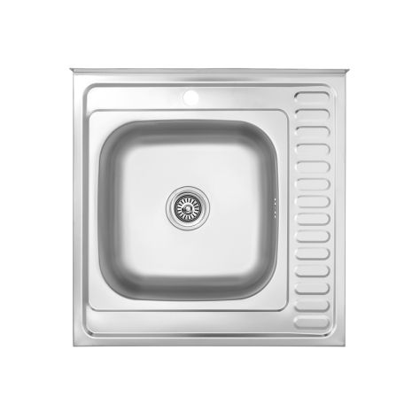 Кухонная мойка накладная Kroner KRP Dekor - 6060L (0.6 мм)