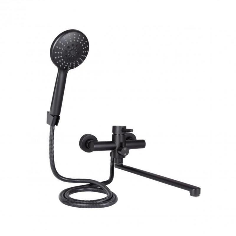 Смеситель для ванны Lidz Aria 005 с поворотным изливом (c душевым гарнитуром) (k35) LDARI005BLA43368 Black Смеситель для ванны Lidz Aria 005 с поворотным изливом (c душевым гарнитуром) (k35) LDARI005BLA43368 Black