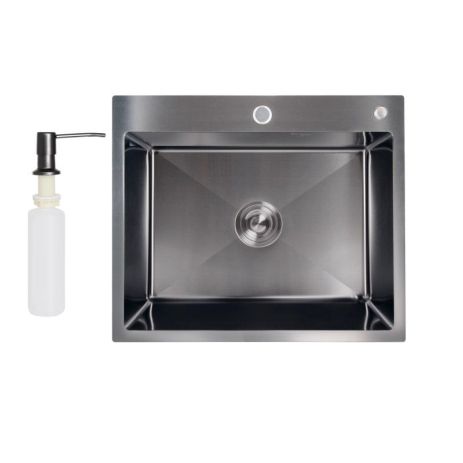 Кухонна мийка Lidz H6050B 3.0/0.8 мм Brush Black (LDH6050BPVD3008)