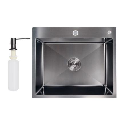 Кухонна мийка Lidz H6050B 3.0/0.8 мм Brush Black (LDH6050BPVD3008)