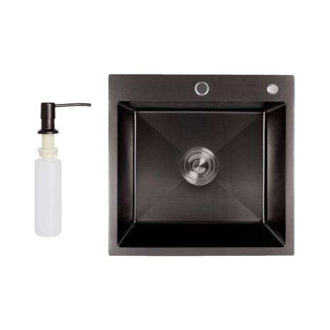 Кухонна мийка Lidz H5050B 3.0/0.8 мм Brush Black (LDH5050BPVD3008)