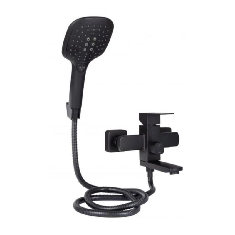 Смеситель для ванны Lidz Kubis 006 с поворотным изливом (c душевым гарнитуром) (k35) LDKUB006BLA43377 Black Смеситель для ванны Lidz Kubis 006 с поворотным изливом (c душевым гарнитуром) (k35) LDKUB006BLA43377 Black