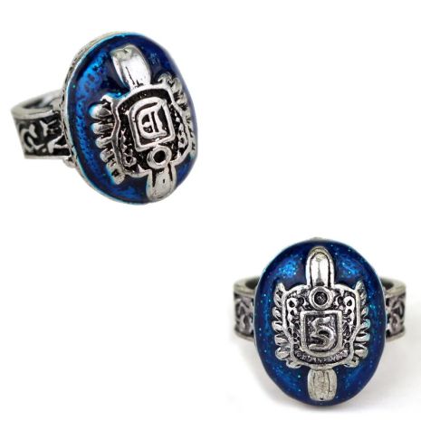 Кільце з щоденники Вампірів Деймона Сальваторе Stefan Damon з синім каменем