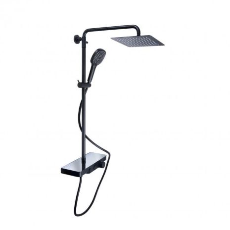 Душевая система универсальная Qtap Sloup термостатическая на два потребителя c полочкой QTSL57T105VNKBB Black