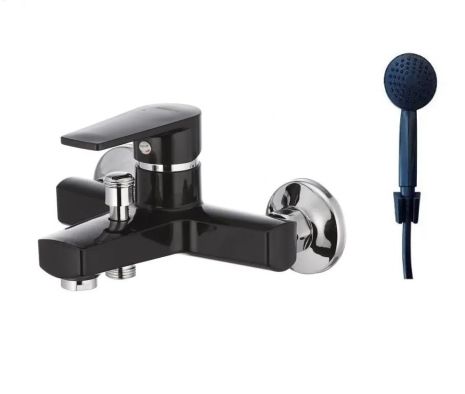 Змішувач для ванної з термопластику Oscar 009 Чорний з лійкою та шлангом