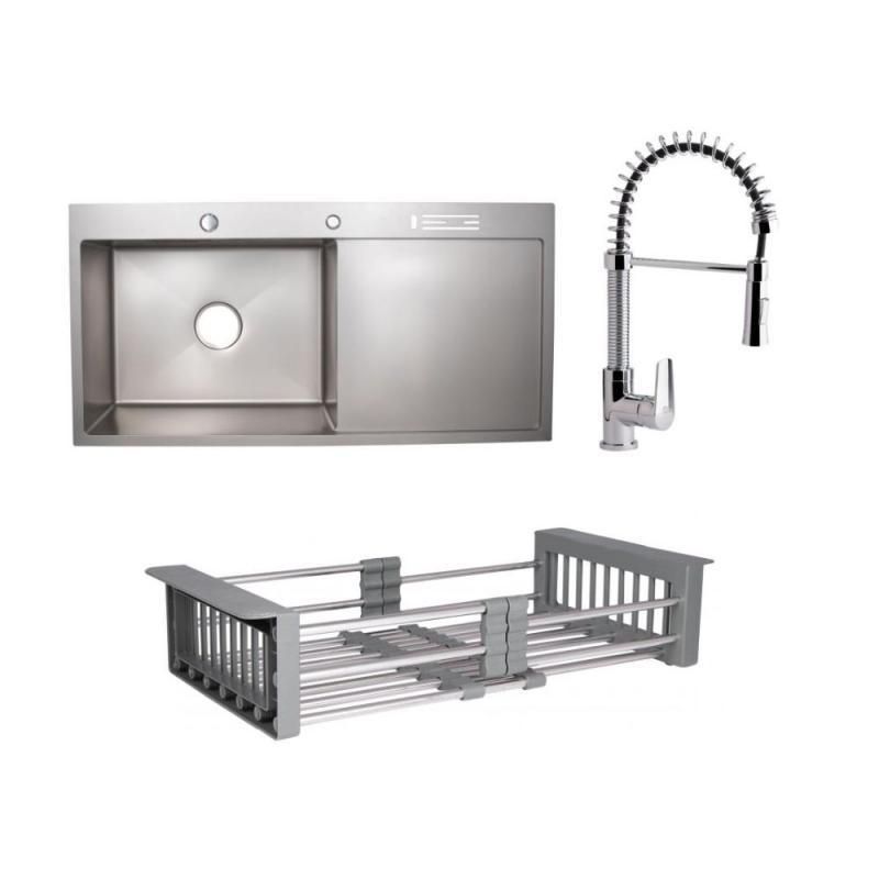 Набір для кухні Tenso 2 в 1 зі змішувачем для кухні з витяжним виливом (QTTENCRM013F + LIDZLH10050BBRU3010) хром Набір для кухні Tenso 2 в 1 зі змішувачем для кухні з витяжним виливом (QTTENCRM013F + LIDZLH10050BBRU3010) хром