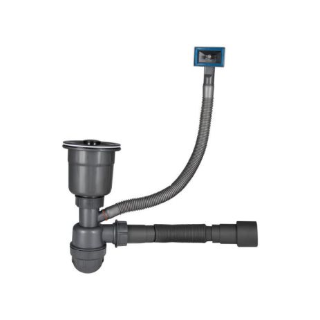 Сифон LK15 для кухонної мийки Bruch PVD, випуск 115 мм колбовий з квадратним переливом Black (вихід гофри Сифон LK15 для кухонної мийки Bruch PVD, випуск 115 мм колбовий з квадратним переливом Black (вихід гофри