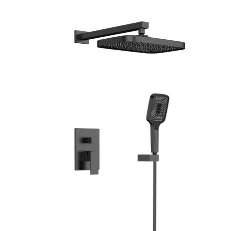 Душевая система универсальная Qtap Aquarius скрытого монтажа на два потребителя QTAQA64103NGB Black Matt