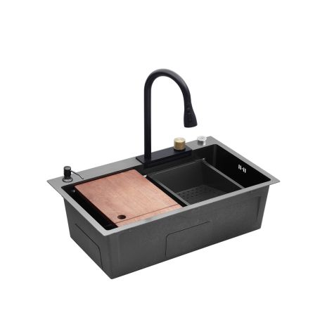 Кухонная мойка Kroner KRP Schwarze - SET7546HM PVD (3/0.7 мм)